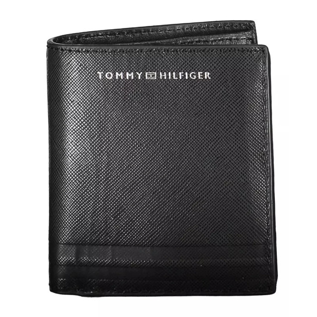 Tommy Hilfiger Stijlvolle leren portemonnee met muntvak Tommy Hilfiger Stijlvolle Zwarte Leren Portemonnee met Muntvak large