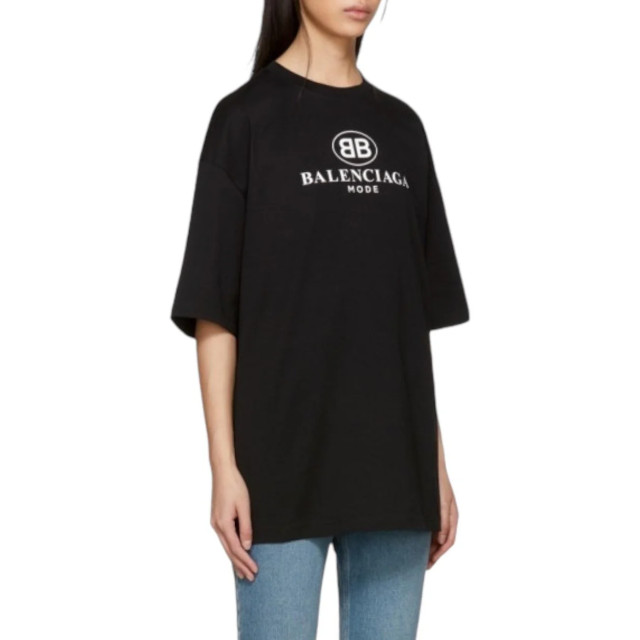 Balenciaga Bb logo oversized t-shirt Balenciaga Zwart BB Logo Oversized T-shirt large