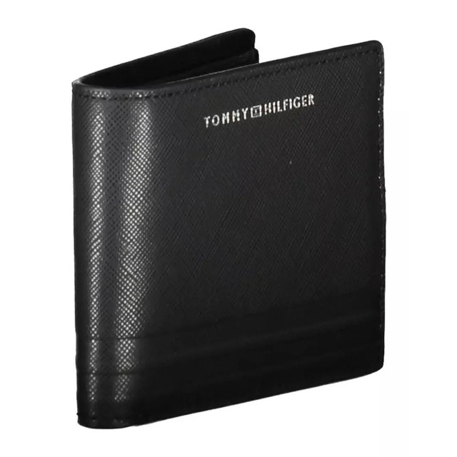 Tommy Hilfiger Elegante leren bifold portemonnee Tommy Hilfiger Elegante Zwarte Leren Bifold Portemonnee large