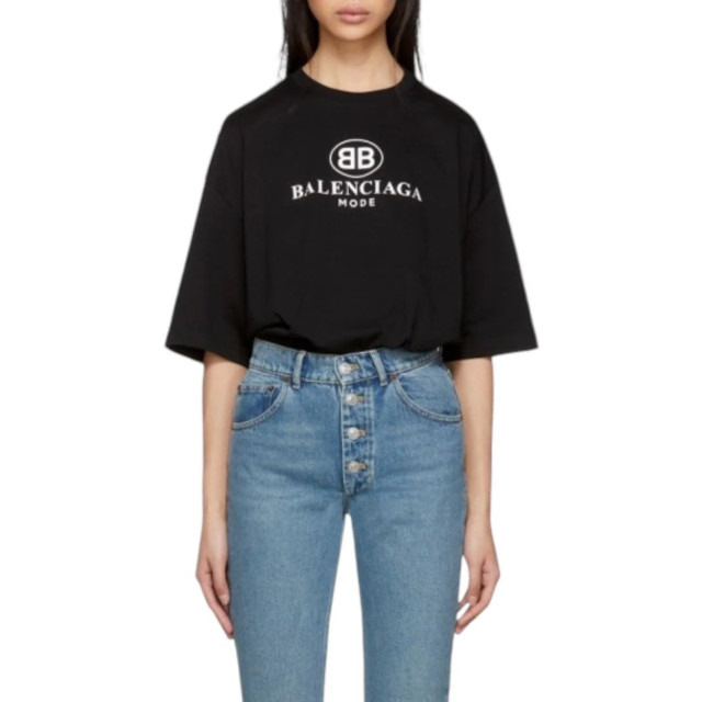 Balenciaga Bb logo oversized t-shirt Balenciaga Zwart BB Logo Oversized T-shirt large