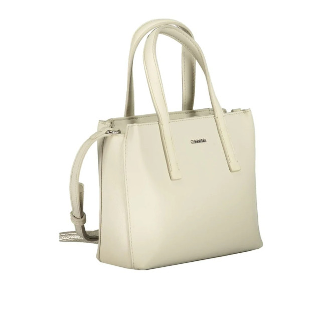 Calvin Klein Polyester handtas met schouderriem Calvin Klein Beige Polyester Handtas met Schouderriem large