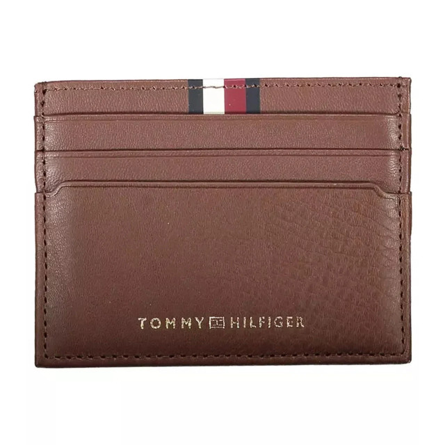 Tommy Hilfiger Elegante leren kaarthouder van Tommy Hilfiger Elegante Bruine Leren Kaarthouder large