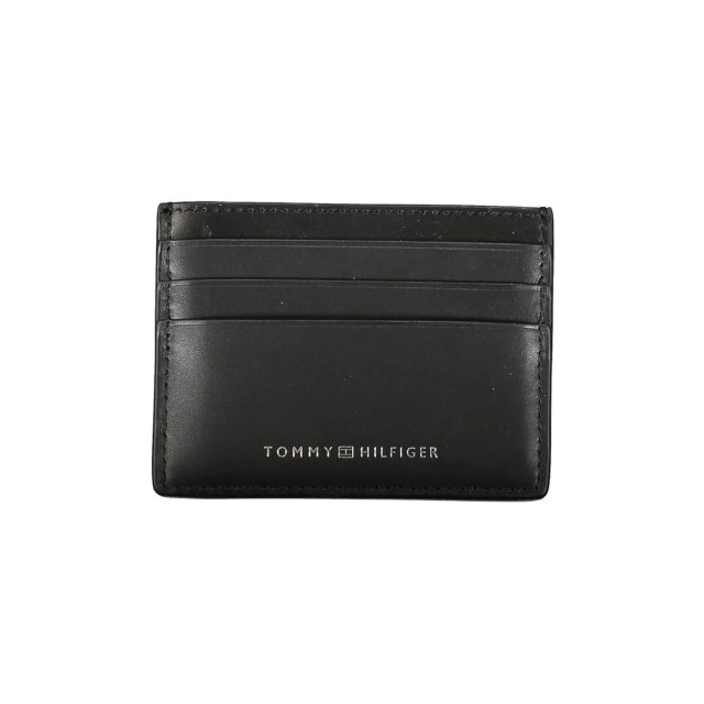 Tommy Hilfiger Stijlvolle leren kaartenhouder met contrasterende details Tommy Hilfiger Zwart Kaartenhouder met Contrasterende Details large