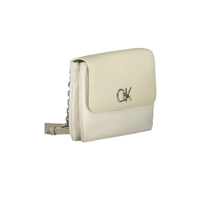 Calvin Klein Polyester handtas met kettinghandvat Calvin Klein Beige Polyester Handtas met Kettinghandvat large