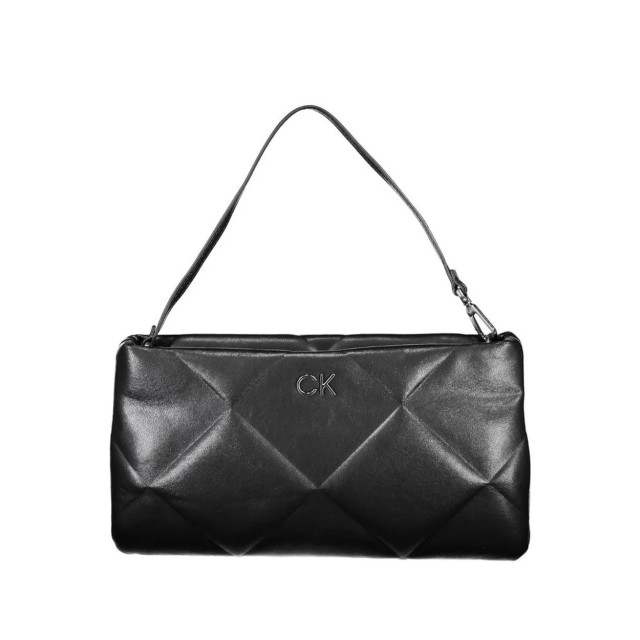 Calvin Klein Polyester handtas met logo en binnenzakken Calvin Klein Zwarte Polyester Handtas met Logo en Binnenzakken large