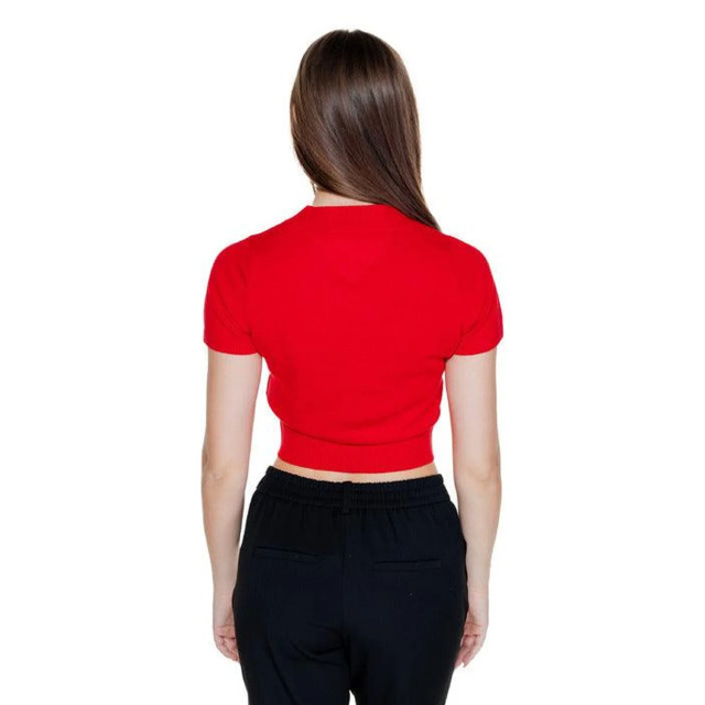 Tommy Hilfiger Trui dames Tommy Hilfiger Jeans Rood Crop Ruche T-shirt Dames large