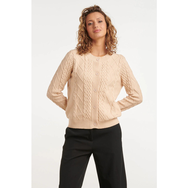 Smashed Lemon 24916 zandkleurige gebreide cardigan 24916-720-XXL large