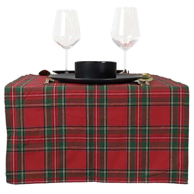 Unique Living tafelloper xmas tartan red 45x150cm 3015542 large