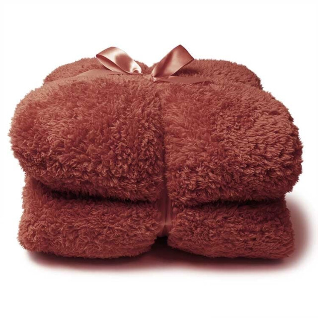 Unique Living plaid teddy marsala -150x200cm 2995038 large