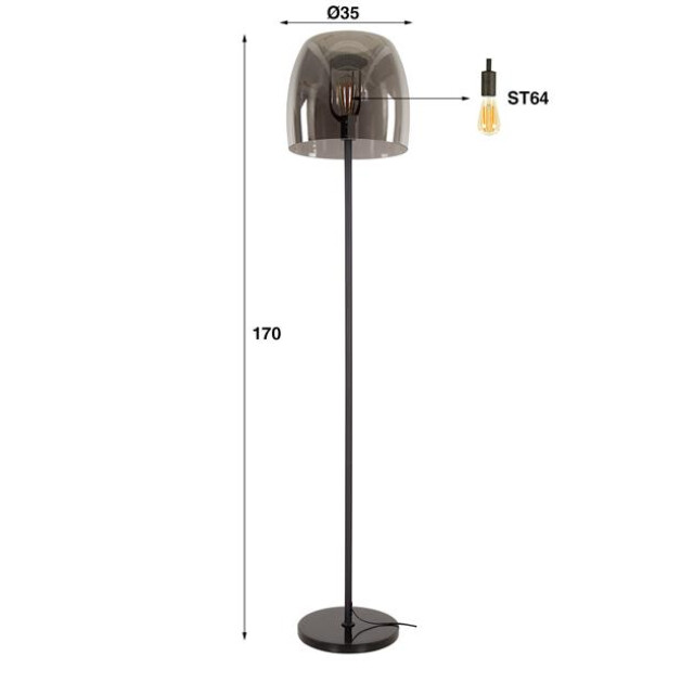 Hoyz vloerlamp 1l drift glass smoke grey glas 2999910 large