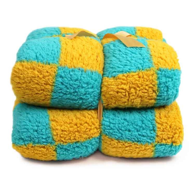 Unique Living plaid check yellow/ blue -150x200cm 2995616 large
