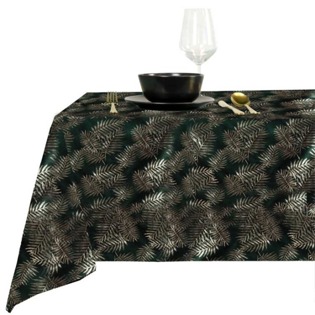 Unique Living | tafelkleed sid 150x250cm dark green 3014426 large