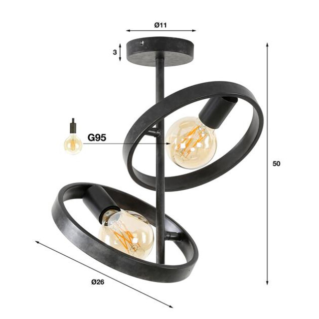 Hoyz plafondlamp 2l hover charcoal 3202709 large