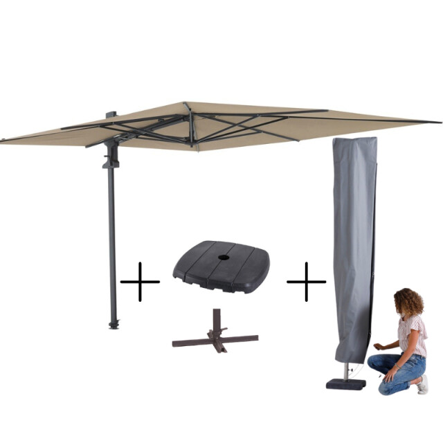 Madison Mega combi deal! parasol saint-tropez ecru + voet + hoes 3205794 large