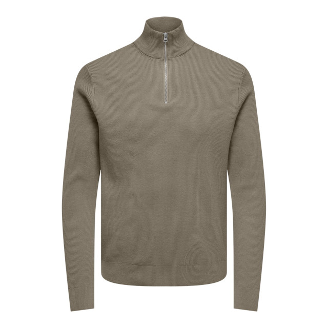 Only & Sons Onsphil reg 12 struc half zip knit taupe 5219.77.0024 large