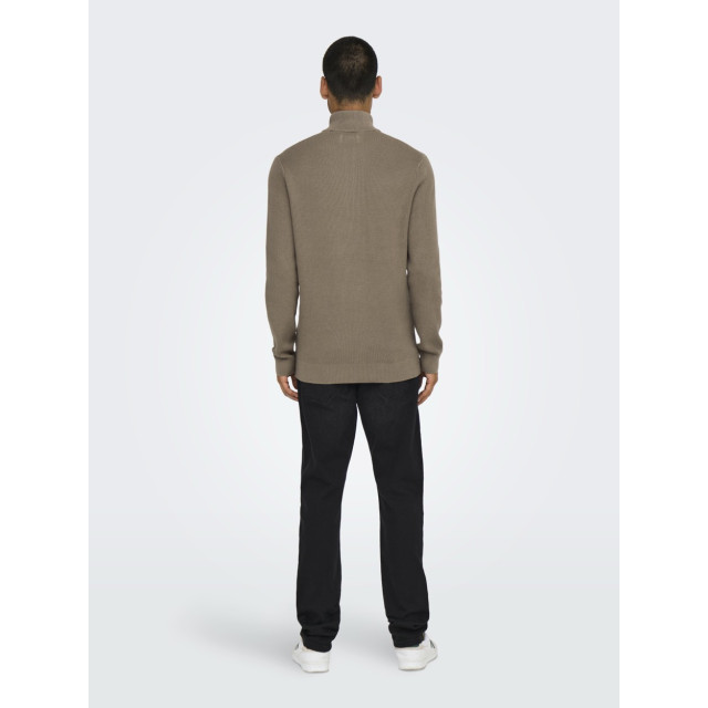 Only & Sons Onsphil reg 12 struc half zip knit taupe 5219.77.0024 large