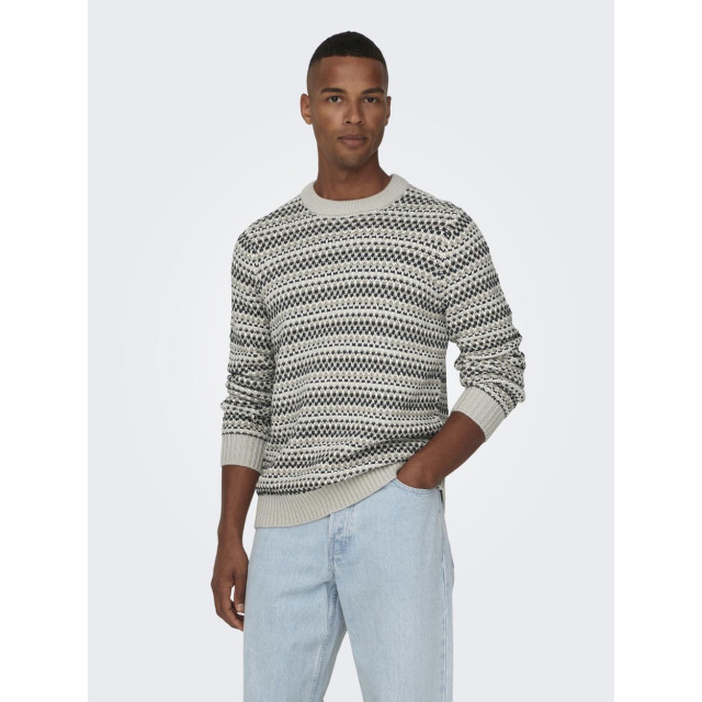 Only & Sons Onsmusa reg 3 struc crew knit ecru dessin 5219.08.0011 large