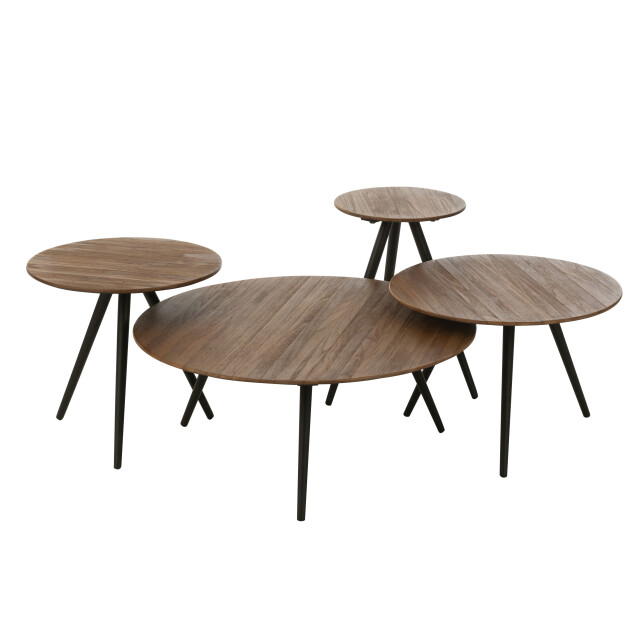 J-Line set van 4 bijzettafel rond gerecycleerd teak naturel 30x30x45cm 3001941 large