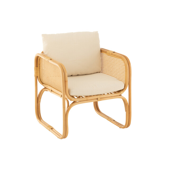 J-Line armstoel+kussen rotan/textiel /wit 66x67x66cm 3002205 large