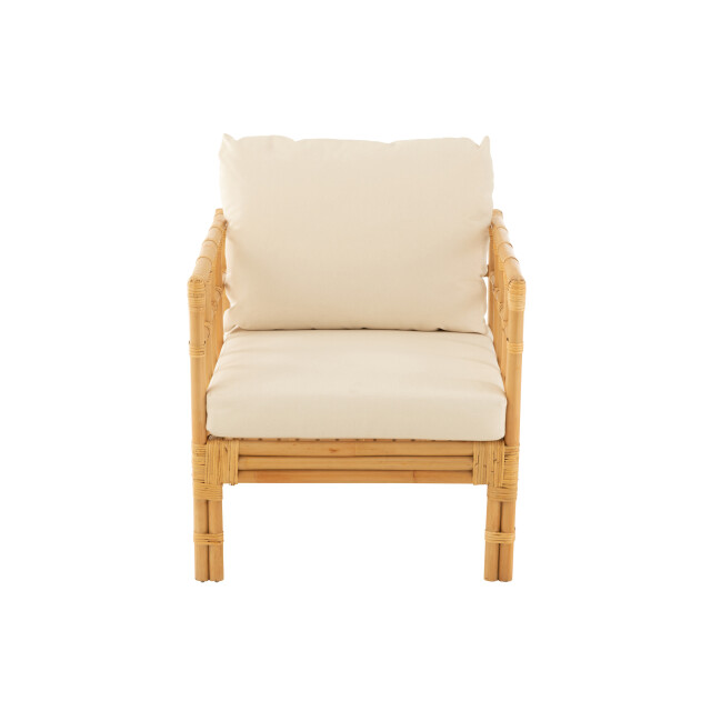 J-Line armstoel elise+kussen rotan/textiel naturel/wit 67x73x64cm 3002213 large