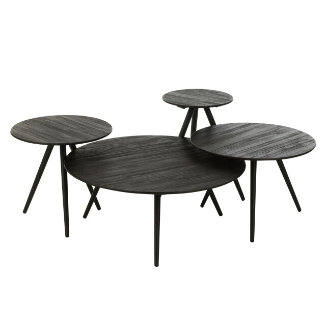 J-Line set van 4 bijzettafel rond gerecycleerd teak 30x30x45cm 3001931 large
