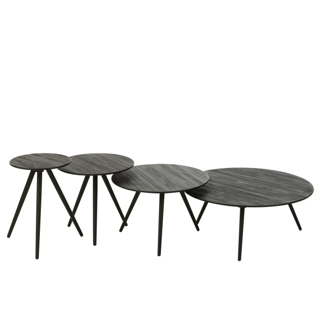 J-Line set van 4 bijzettafel rond gerecycleerd teak 30x30x45cm 3001931 large