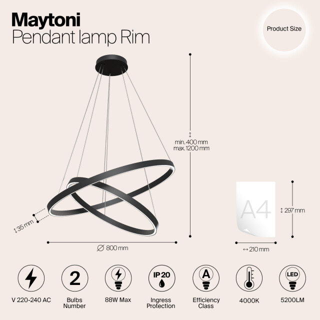 Maytoni hanglamp rim - Ø80 2994509 large