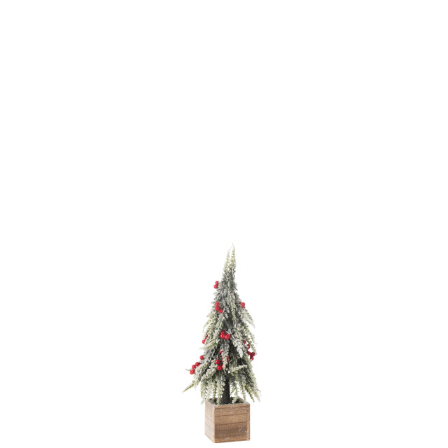J-Line kerstboom+led kunststof sneeuw groen/ small 13x13x40cm 3010034 large
