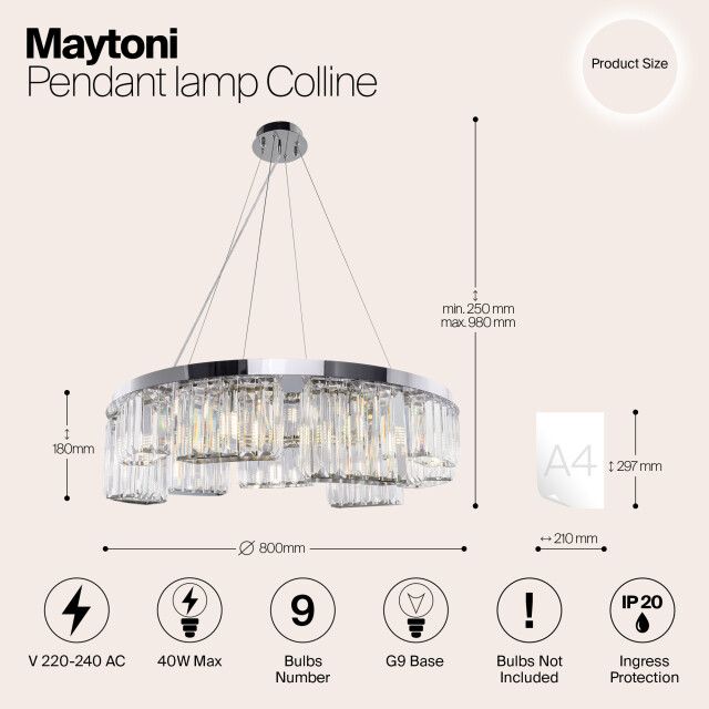 Maytoni hanglamp colline chroom Ø80 2994519 large