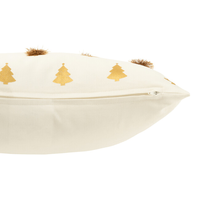 J-Line kussen kerstbomen kwasten katoen /goud 45x45x12cm 3002476 large