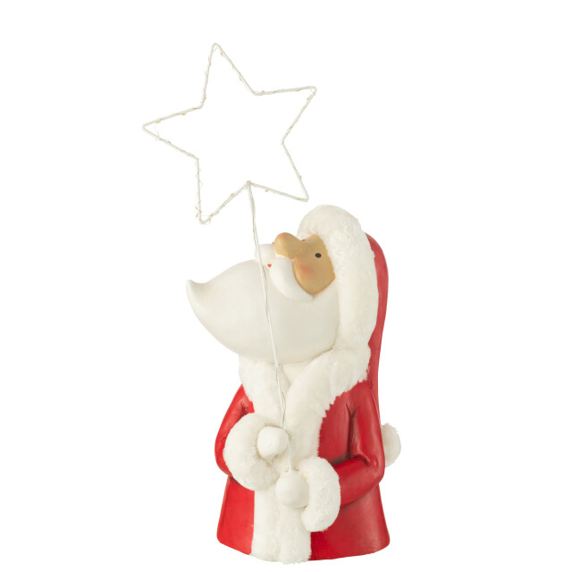 J-Line kerstman led ster resin wit/rood large 23x23x67cm 3009668 large