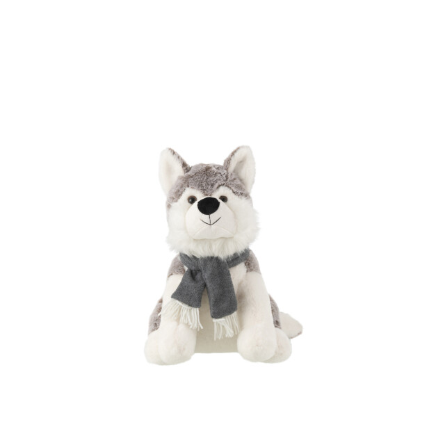 J-Line husky+scarf plush polyester grey large 40x25x35cm 3010139 large