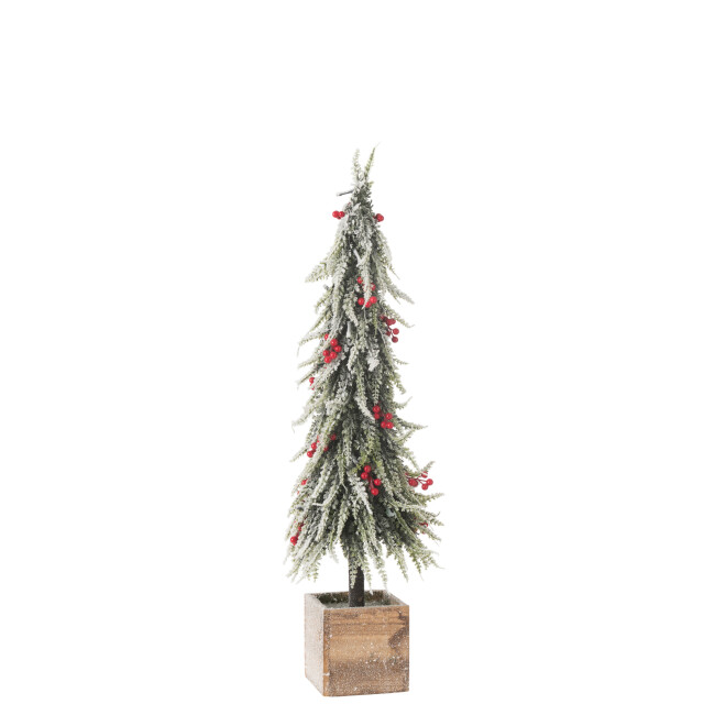 J-Line kerstboom+led kunststof sneeuw groen/ large 18x18x75cm 3010042 large