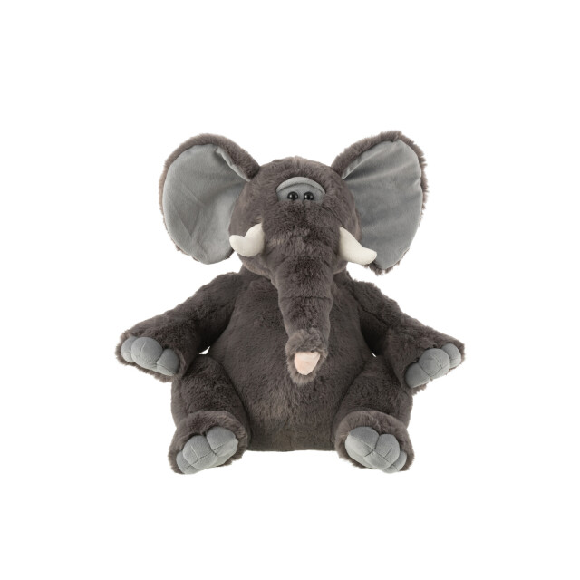 J-Line elephant plush polyester grey large 38x36x40cm 3010141 large