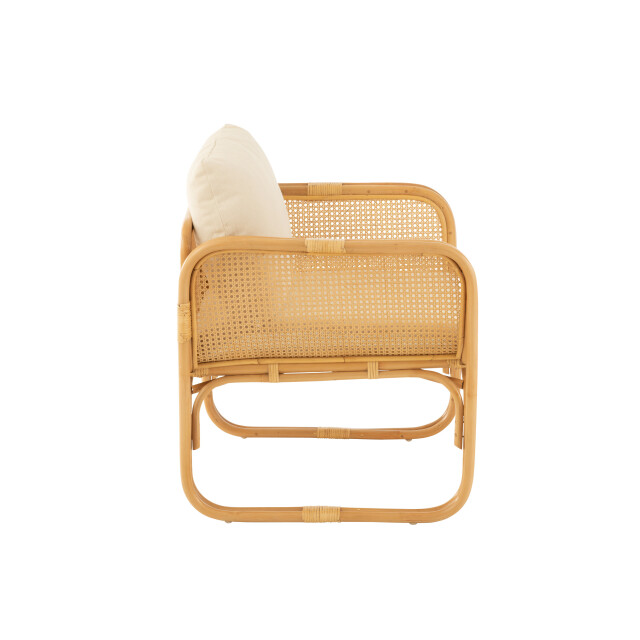 J-Line armstoel+kussen rotan/textiel /wit 66x67x66cm 3002205 large