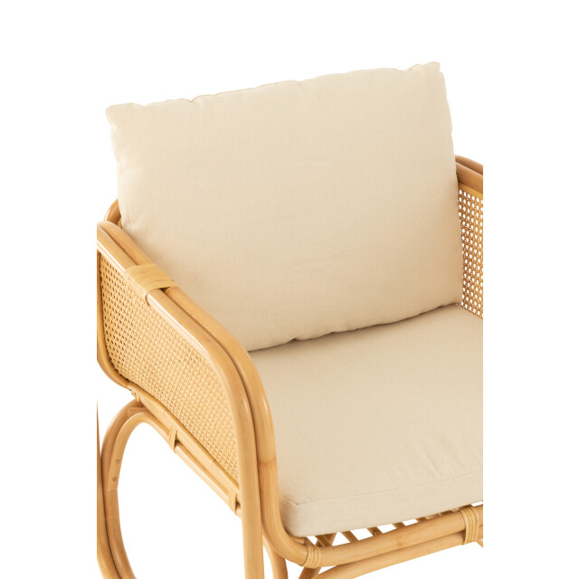 J-Line armstoel+kussen rotan/textiel /wit 66x67x66cm 3002205 large