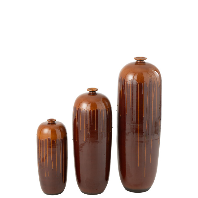 J-Line bloempot lee terra blinkend /oranje 28x28x26cm 3010013 large