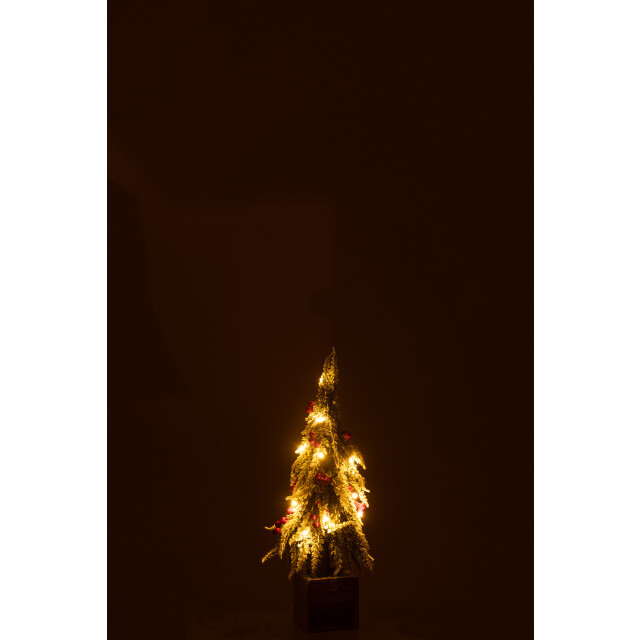J-Line kerstboom+led kunststof sneeuw groen/ small 13x13x40cm 3010034 large