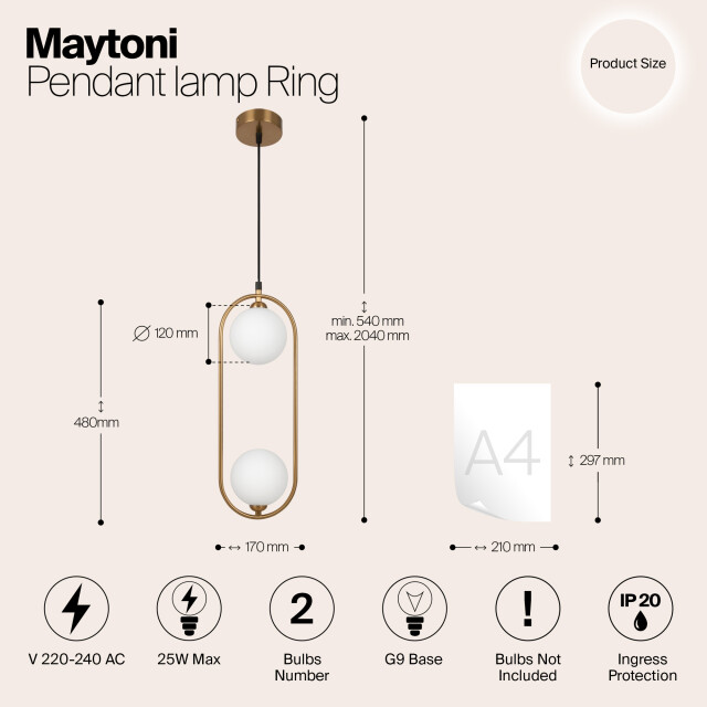 Maytoni hanglamp ring messing Ø12 2994611 large