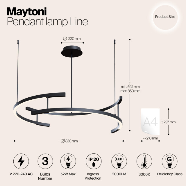 Maytoni hanglamp line - Ø83 2994538 large