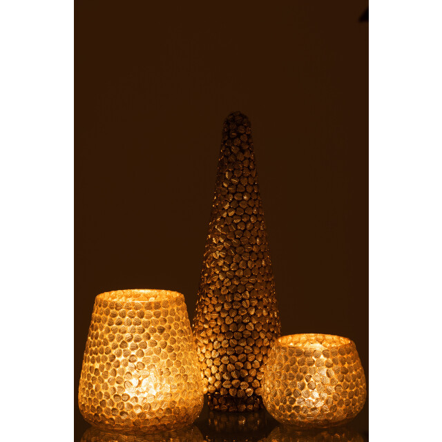 J-Line boom blad glas zilver 14x14x40cm 3003681 large