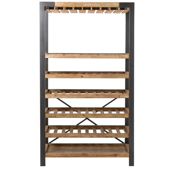 J-Line wijnrek 50 flessen+glazen hout/metaal 114x38x188cm 3003519 large