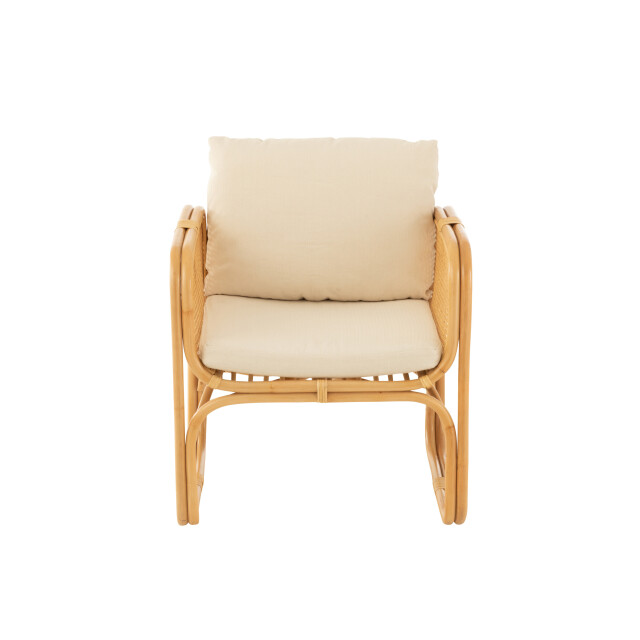 J-Line armstoel+kussen rotan/textiel /wit 66x67x66cm 3002205 large