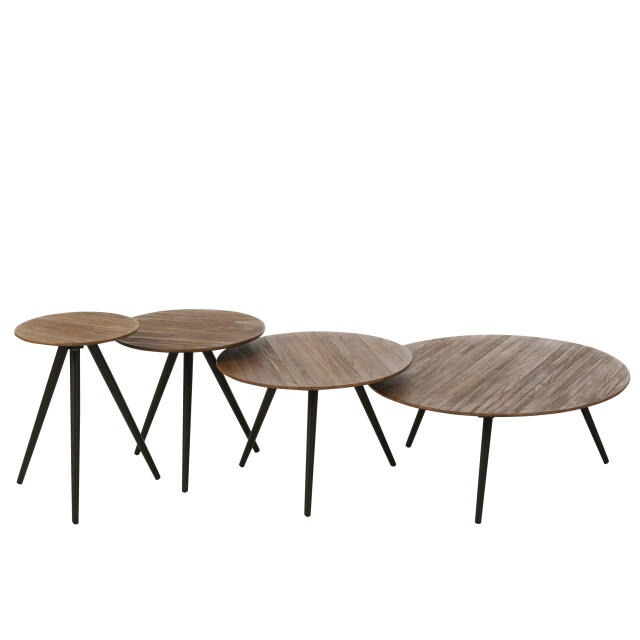 J-Line set van 4 bijzettafel rond gerecycleerd teak naturel 30x30x45cm 3001941 large