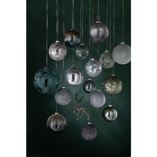 J-Line doos van 4 kerstbal parels glas mat large 12x12x12cm 3010907 large