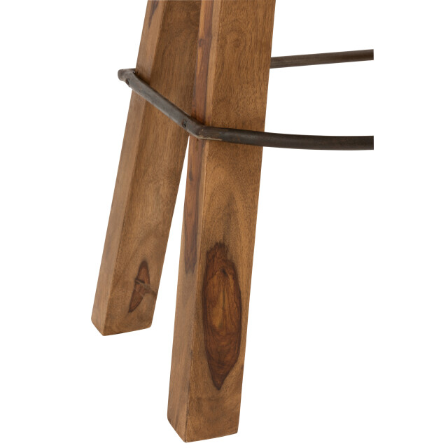 J-Line kruk gym leder/mango hout camel/naturel 43x37x75cm 3002823 large
