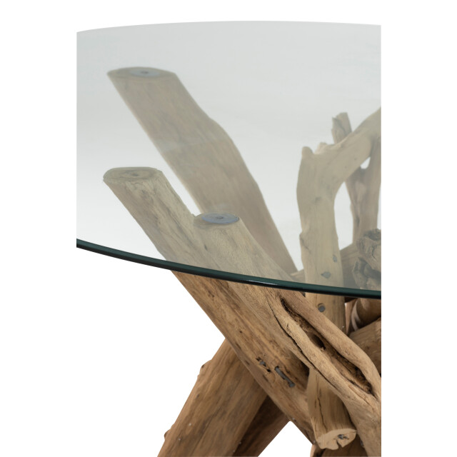 J-Line tafel rond takken hout/glas 128x128x75cm 3003558 large