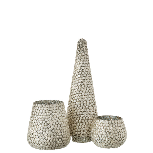 J-Line boom blad glas zilver 14x14x40cm 3003681 large