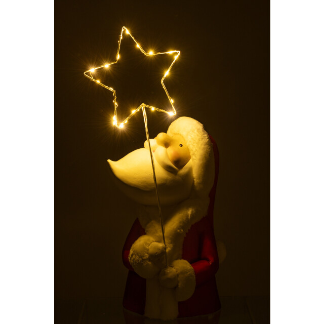 J-Line kerstman led ster resin wit/rood large 23x23x67cm 3009668 large