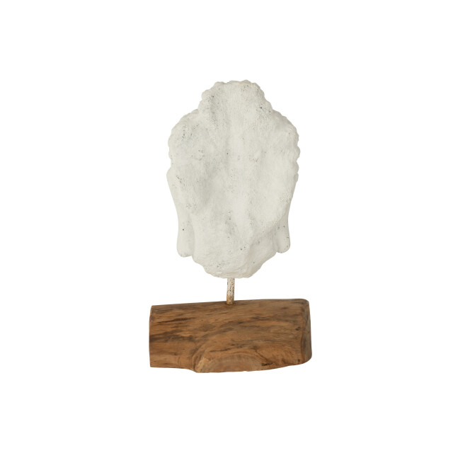 J-Line decoratie hoofd teakhout/cement /naturel 25x18x44cm 3009209 large
